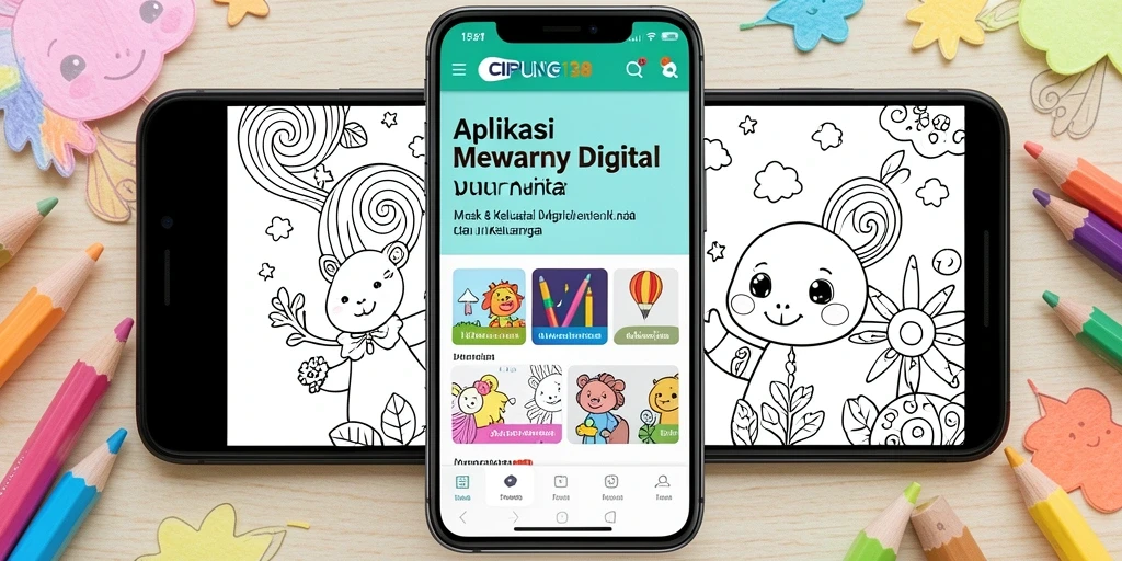 Antarmuka aplikasi CIPUNG138 yang menarik untuk kegiatan mewarnai.