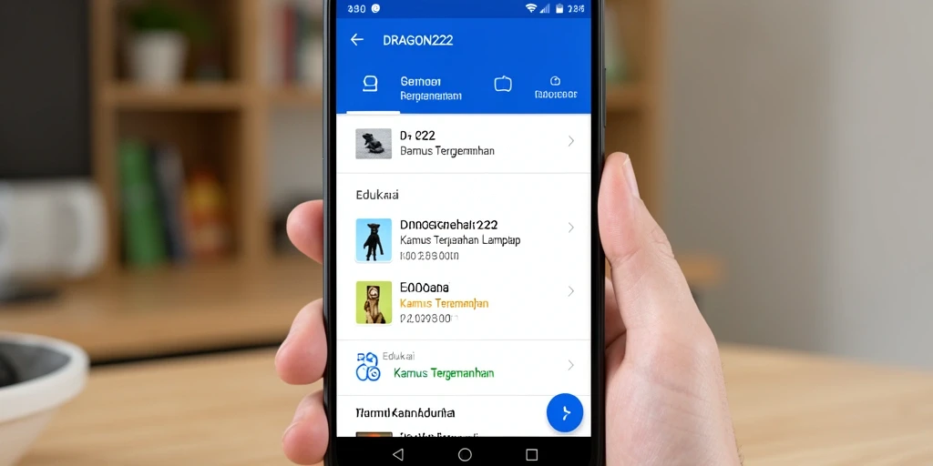 Antarmuka pengguna DRAGON222 yang sederhana dan fungsional untuk penerjemahan.