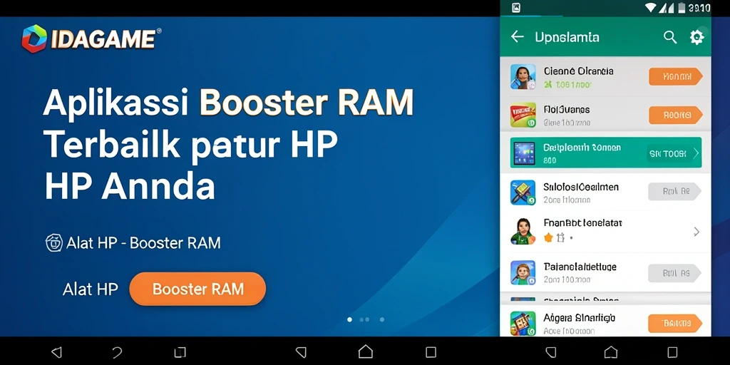 Antarmuka IDAGAME yang bersih dan fungsional untuk Booster RAM.
