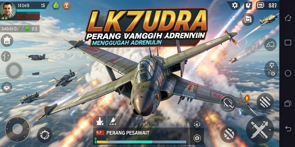 Antarmuka LK777 menampilkan pertempuran udara yang intens dan grafis yang menawan.