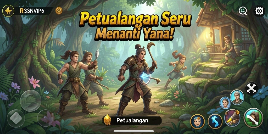 Tampilan antarmuka RSNVIP6 yang menampilkan petualangan yang seru.