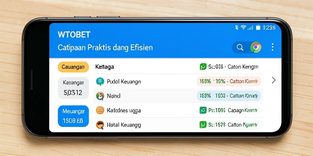 Tampilan antarmuka aplikasi Catatan Keuangan WTOBET yang mudah dipahami.